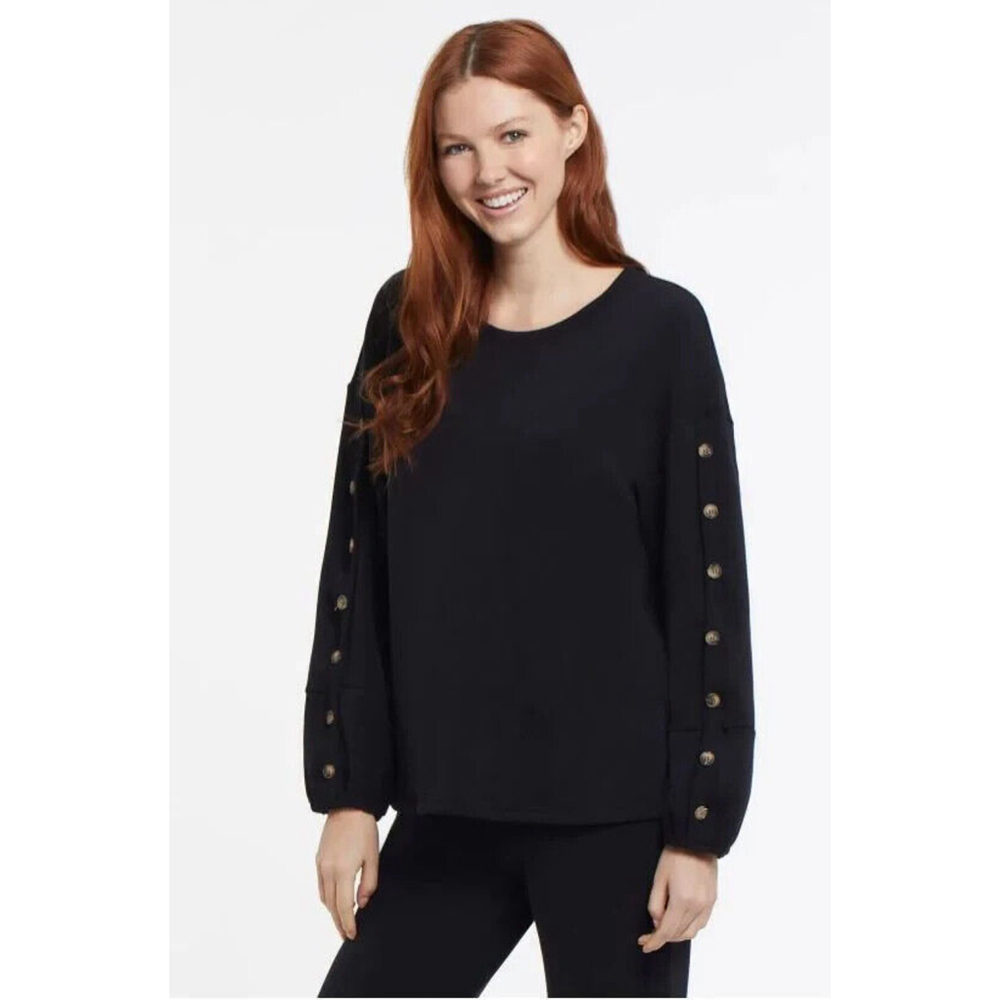 Avenue Women's Top Elena Long Sleeves Buttons Pluse Size S